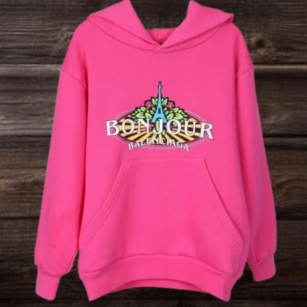 SOLD!!! Balenciaga Pink Bonjour Hoodie